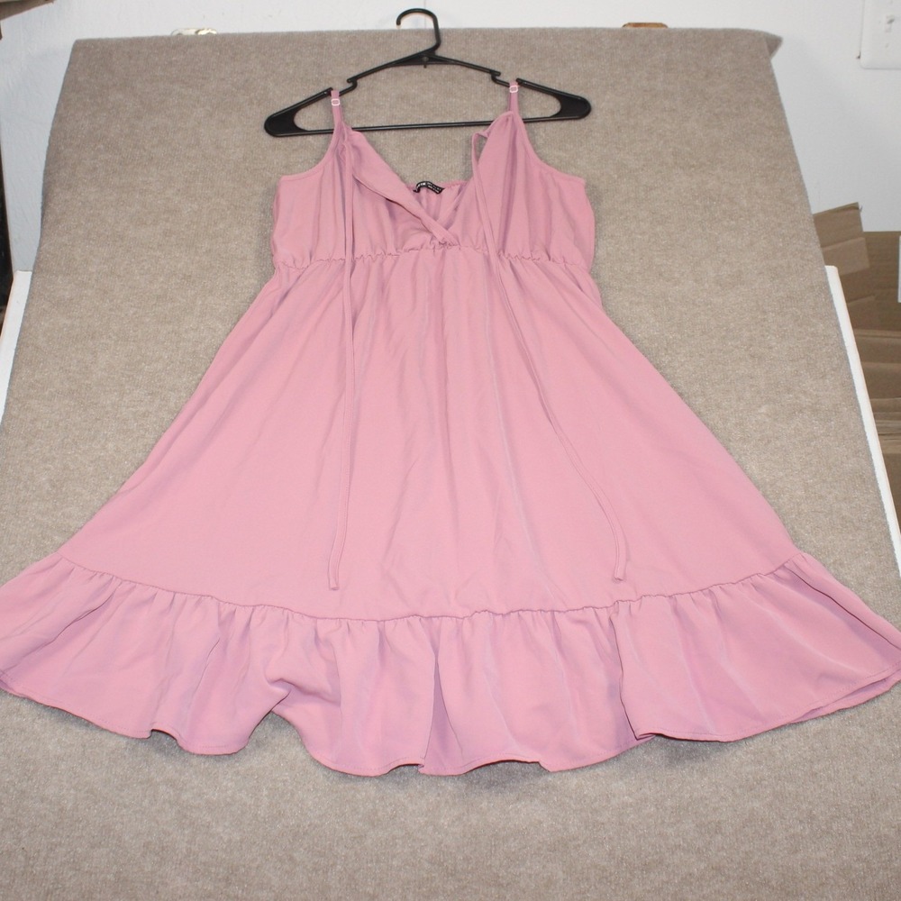 SHEIN Pink Sleeveless Empire Waist Ruffle Hem Mini Dress XL US 12